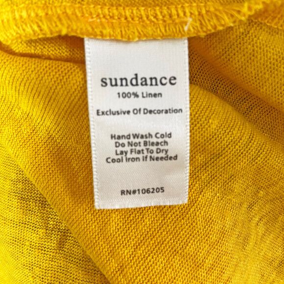 Sundance Dancing Garden Top Size S Yellow Linen Embroidered Off-the-Shoulder - Picture 7 of 7
